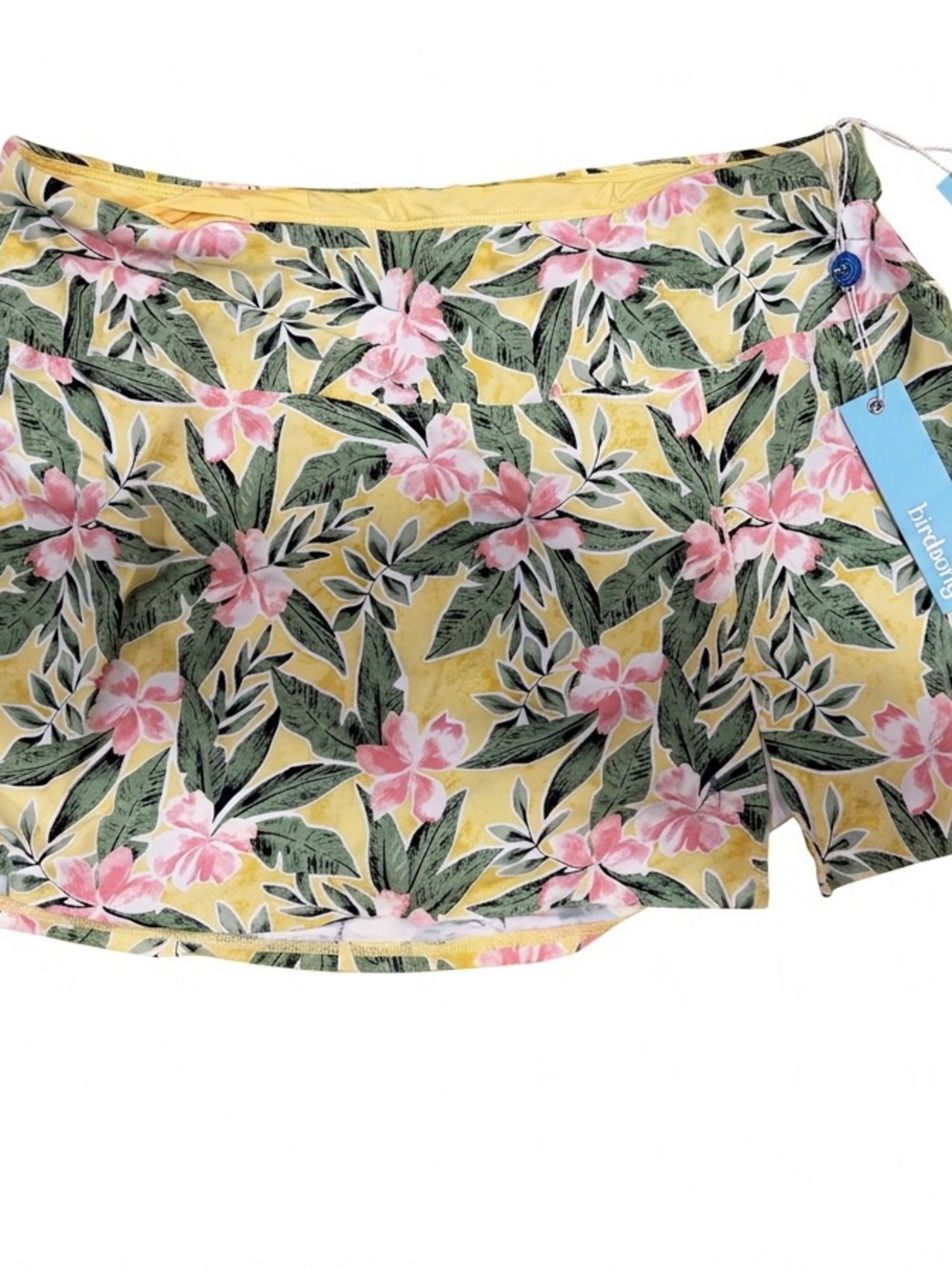 NWT Birdsong swim skirt- paradise blooms- yellow with pink flowers-